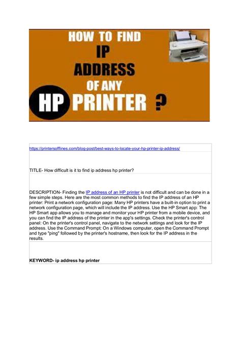 How difficult is it to find ip address hp printer? - Luna Fallon - Page 1 - 1 | Flip PDF Online ...
