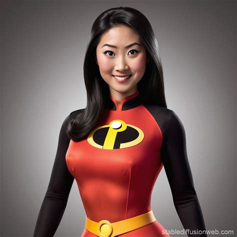 Mrs. Incredible Disney Incredibles Asian Character | Stable Diffusion ...