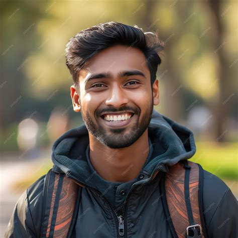 Premium Photo | Image of a 25 year old indian man that is smiling at ...
