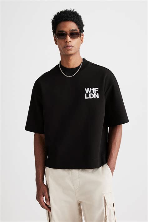 Loose Fit Printed Scuba T-shirt - Black/W1F LDN - Men | H&M IN