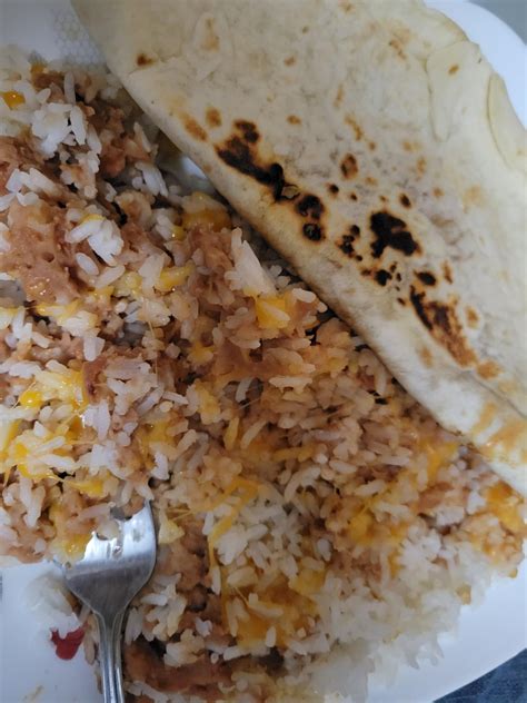 Fried pb and j tacos with cheesy garlic bean rice. : r/shittyfoodporn