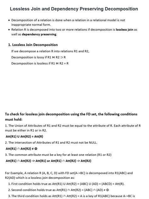 Image result for Lossless Join Decomposition Explained