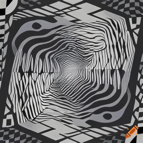 Surreal black and white optical illusion artwork by victor vasarely