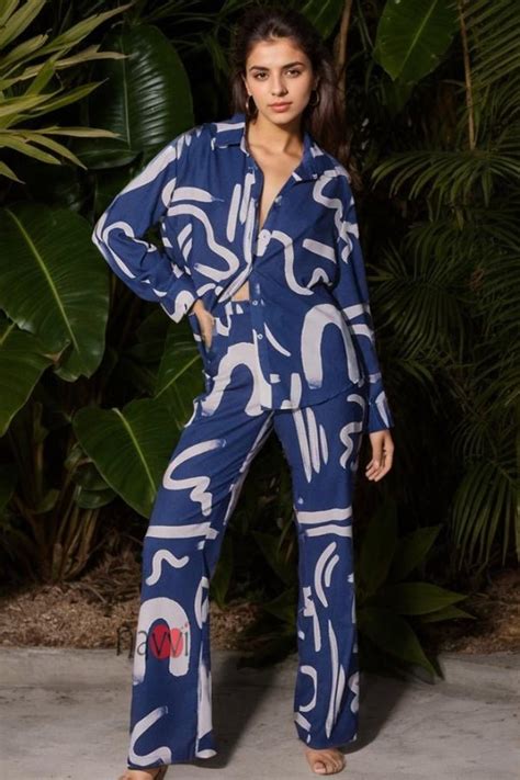 Blue Scribble Co-ord Set – Navvi.in