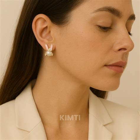 Pearl Bunny Stud Earring – Kimti