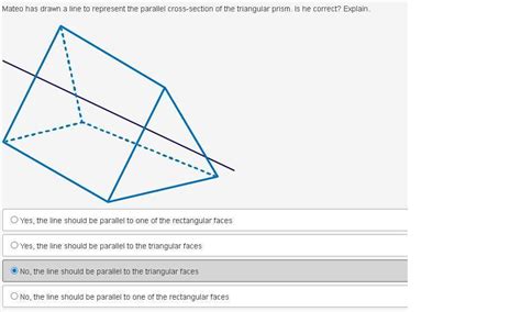Bella has drawn a line to represent the parallel cross-section of the ...