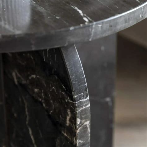 Natural Round Black Marble Side Table