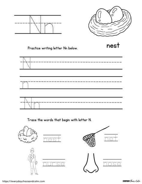 Free Printable Letter N Worksheets
