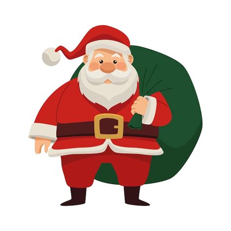 Père noël avec illustration de sac vert isolé | Vecteur Gratuite