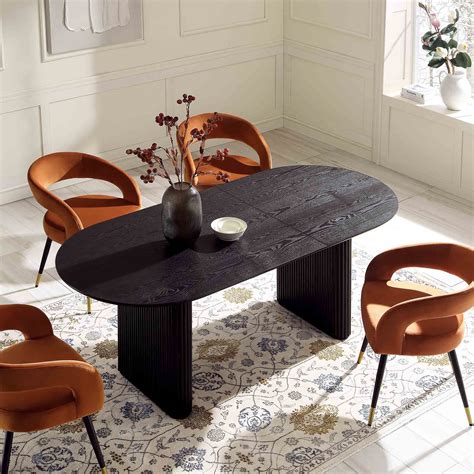 Maru Oval 6-8 Seater Extending Oak Pedestal Dining Table, Black | daals