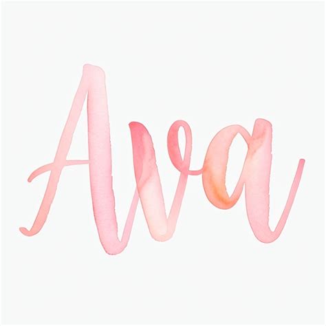 Elegant Watercolor Cursive Typography of the Name Ava Monogram - Playground