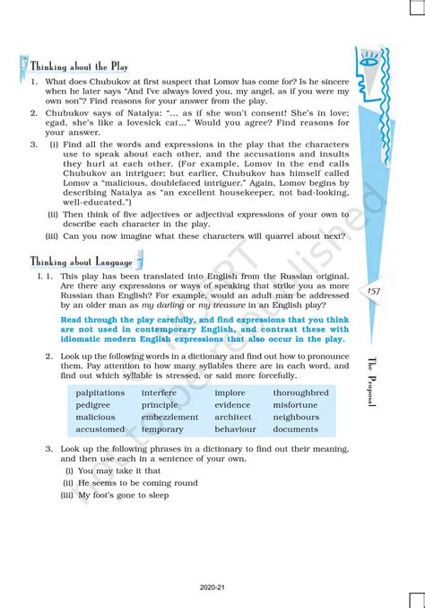 The Proposal - NCERT Book of Class 10 First Flight