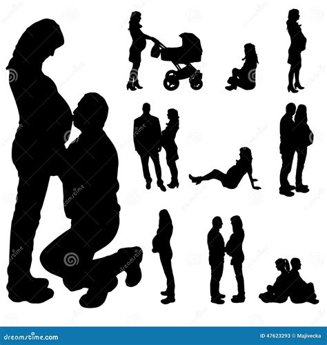 Pregnant Silhouette Set Month Stages Cartoon Vector | CartoonDealer.com #178368001
