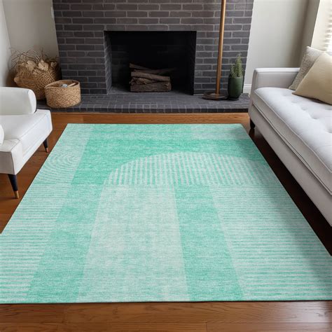 Addison Rugs Chantille Indoor/Outdoor Transitional Art Deco Teal ...