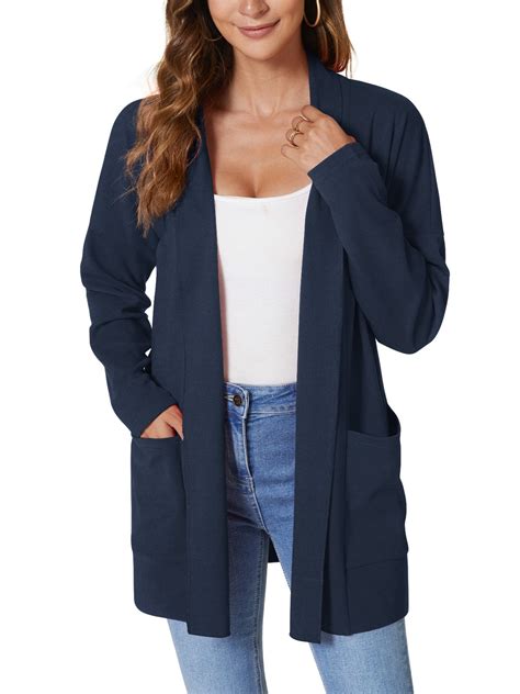 Anygrew Womens Cardigan Long Sleeve Navy Blue Cardigan For Women ...