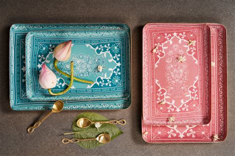 Jaipur Heritage pink Aluminium Trays in vVyom Prints