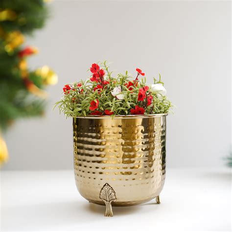 BEHOMA Metal Hammered Flower Planter For Home Decor|Decoratives For ...