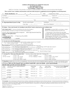 Georgia State Health Benefit Plan Enrollment Form - Blank Fillable ...