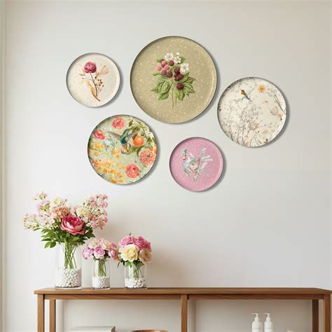 Botanic Bliss Wall Decor Plate, Set of 5, Art Plate Set – Dessine Art