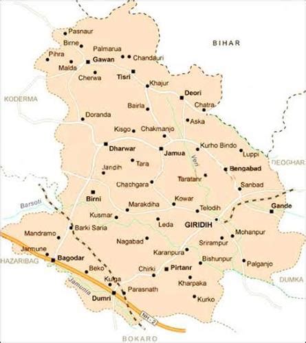 Geography of Giridih, Geographical Location of Giridih City