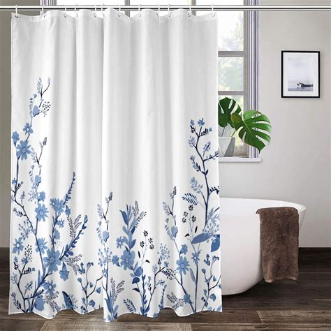 Extra Long Shower Curtains 72 x 78 Inch, Blue Fabric Shower Curtains ...