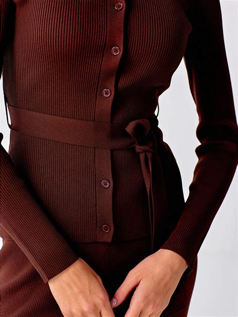 Brown Collared Button Cardigan