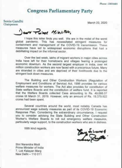 Coronavirus COVID-19: Sonia Gandhi writes to PM Narendra Modi, seeks ...