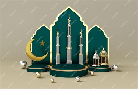 Premium PSD | Ramadan kareem 3d stage render islamic holy day
