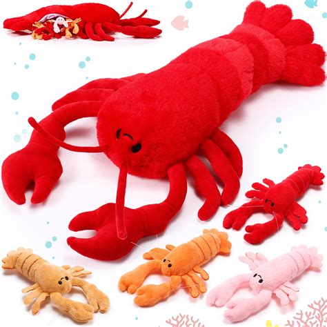 Amazon.com: Gemscream 5 Pcs Lobster Plush Toys Set 15.75 in Large Stuffed Animals Lobster 4 Baby ...