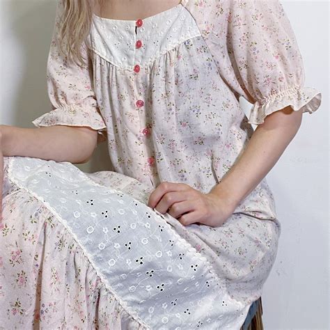 70s pink flower printed long smock dress | LEMON