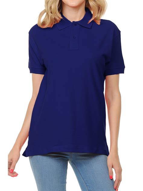 Basico (Blue) Polo Collared Shirts For Women 100% Cotton Short Sleeve ...
