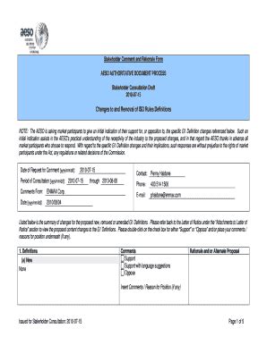 Fillable Online Stakeholder Comment and Rationale Form AESO ...