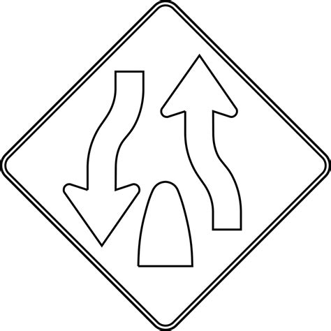Divided Highway Ends, Outline | ClipArt ETC