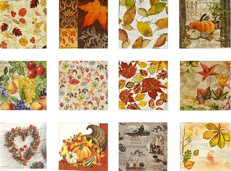 Amazon.com: 12 Assorted Fall Napkins for Decoupage a Variety of Fall ...