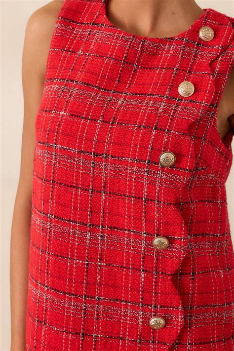 Red Tweed Mini Dress - All Dresses | Red Dress