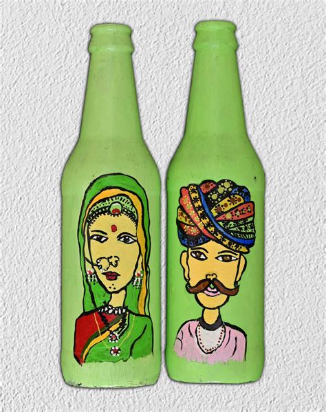 Rajasthani Couple Bottle Art (Set of 2) – Myindianthings