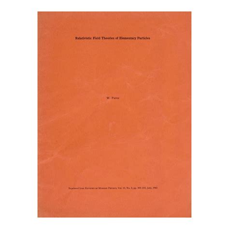 Bonhams : PAULI, WOLFGANG. 1900-1958. "Relativistic field theories of elementary particles ...