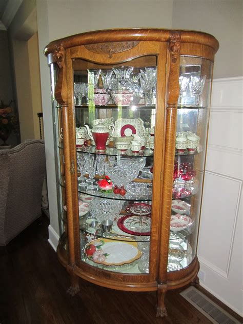 Oak Curved Glass China Cabinet | Glass cabinets display, Glass cabinet ...