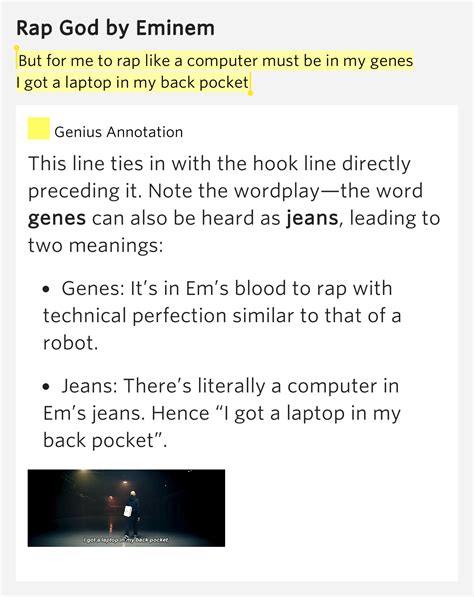 But for me to rap like a computer must be in my genes /.. – Rap God