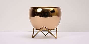 The Subtle Art - Home Decor Modern Golden Glossy Metal Planter With ...