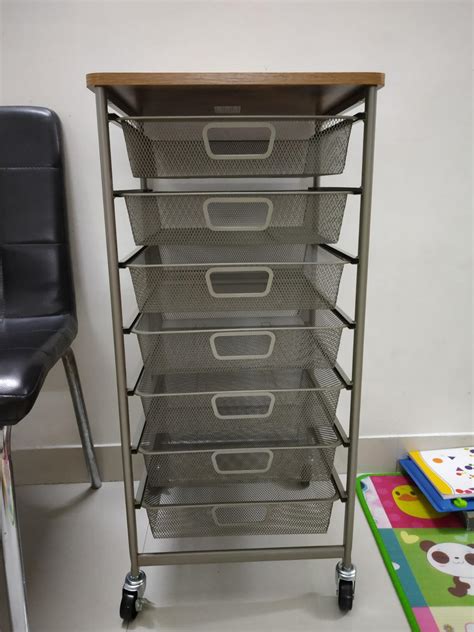AmazonBasics Rolling Storage Cart and Organizer with 7 Metal Mesh ...