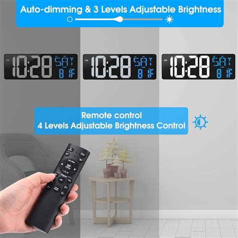Buy Large Digital Wall Clock with Remote Control, 16.5 Led Display with ...