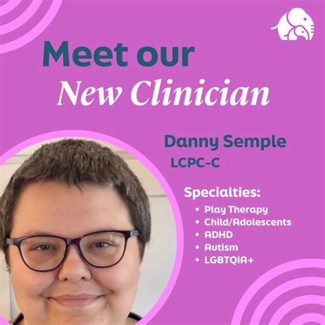 Meet our Ellie, Danny Semple (LCPC-C)! 🐘 Danny has experience in ...