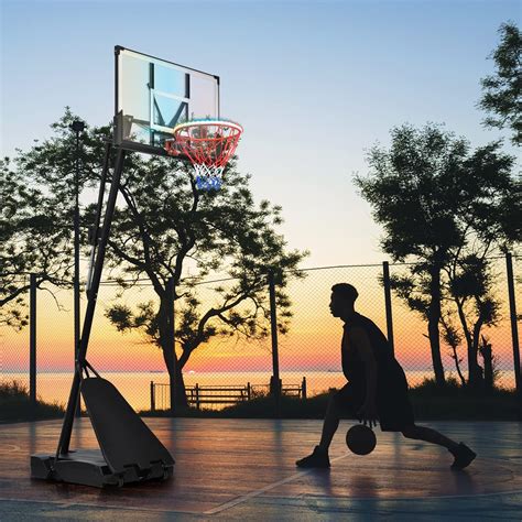 Amazon.com: Portable Basketball Hoop with LED Lights and Wheels, Stable ...