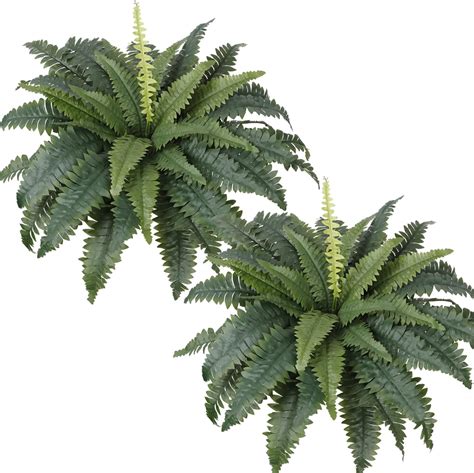 LOMOHOO Artificial Ferns for Outdoors,Set of 2 Bouquets Large Fake ...