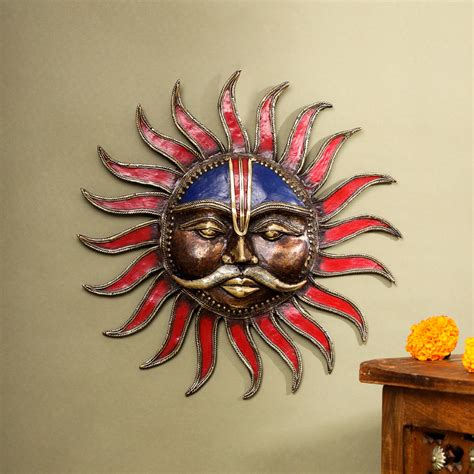 Brass Dhokra Sun Face Wall Hanging (13.5 Inch) – Vedansh Craft