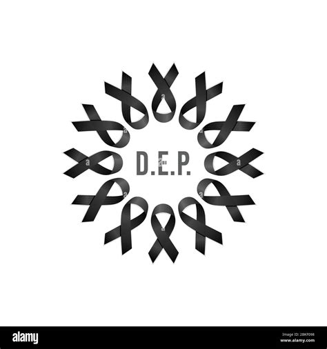 Black ribbon. Rest in peace. Wreath with spanish text. Isolated vector ...