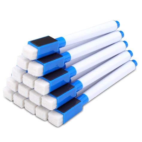 KRAFTMASTERS 25 Pcs Black & Blue Magnetic Eraser Lid Whiteboard Dry ...