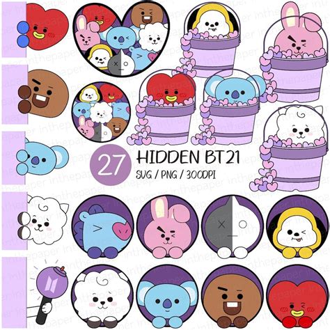 Buy Hidden BT21 SVG BTS PNG Army Clip Art Sticker Kpop Korean Idol Boy ...