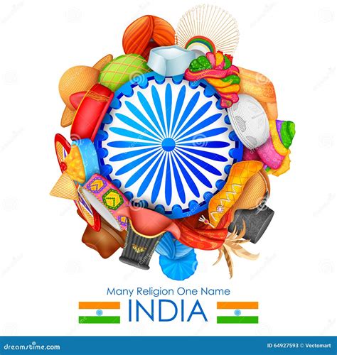 Headgears Of Different Indian Religion Showing Unity In Diversity Of India Stock Illustration ...